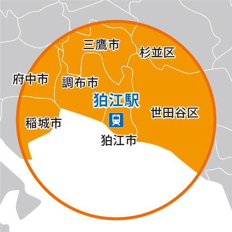 回収範囲・東京都狛江市周辺 回収範囲・東京都狛江市周辺