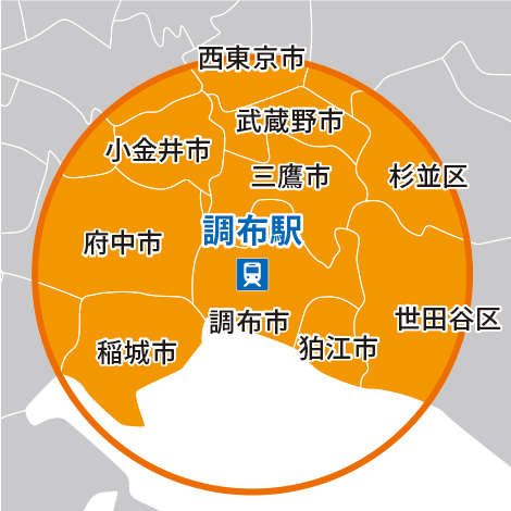 回収範囲・東京都調布市周辺 回収範囲・東京都調布市周辺