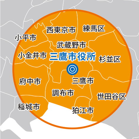 回収範囲・東京都三鷹市周辺 回収範囲・東京都三鷹市周辺