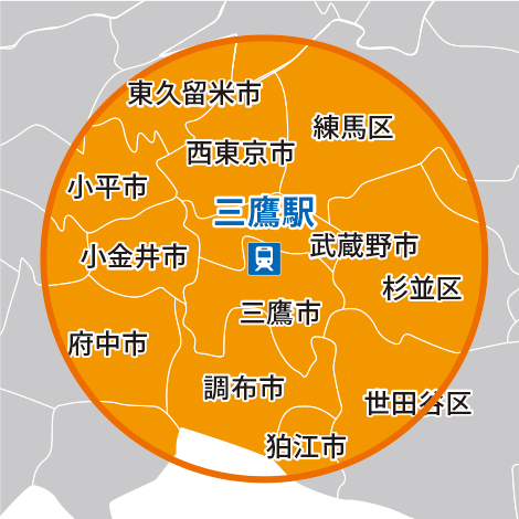 回収範囲・東京都武蔵野市周辺 回収範囲・東京都武蔵野市周辺